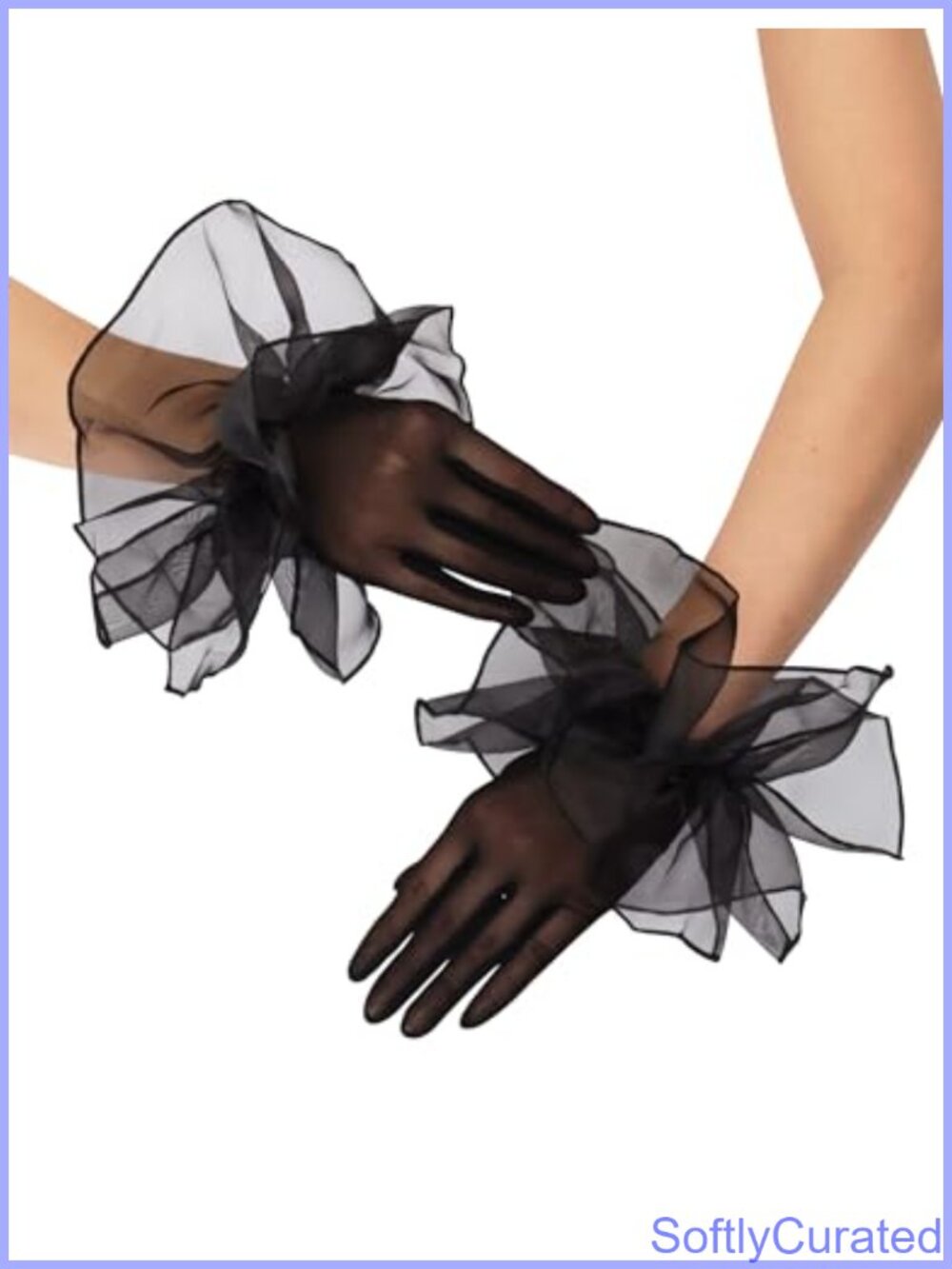Short Mesh Gloves Ruffle Sheer Lace 1920s Evening Opera Party